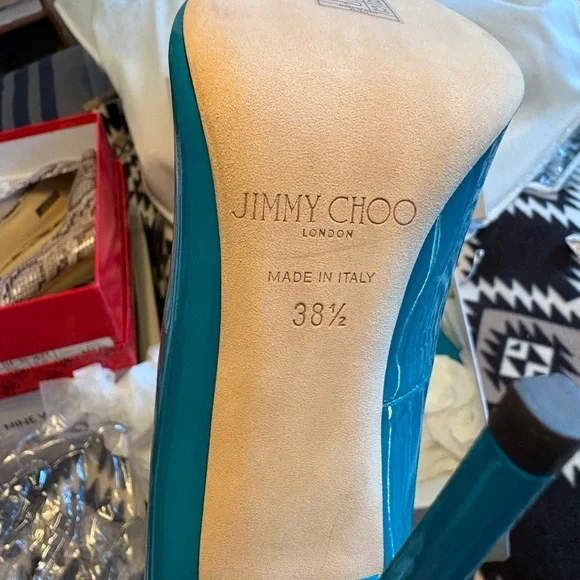 Jimmy Choo Turquoise Patent Heels - Picture 4 of 6
